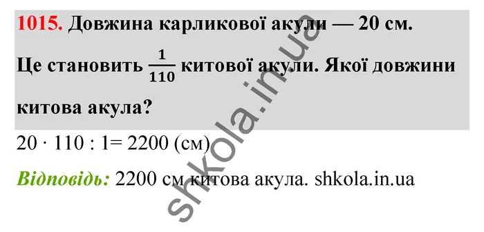 Відповідь до завдання № 1015 - ГДЗ Математика 5 клас Бевз 2022