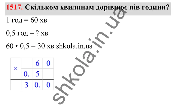 Відповідь до завдання № 1517 - ГДЗ Математика 5 клас Бевз 2022