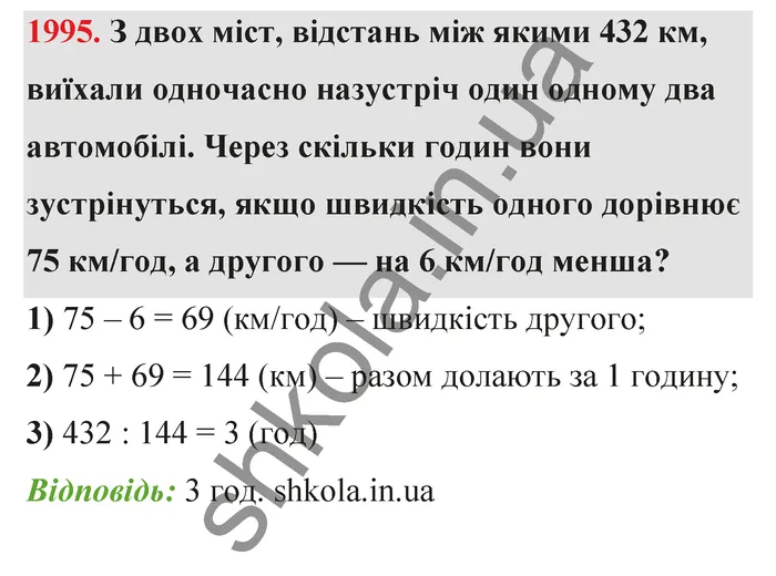 Відповідь до завдання № 1995 - ГДЗ Математика 5 клас Бевз 2022